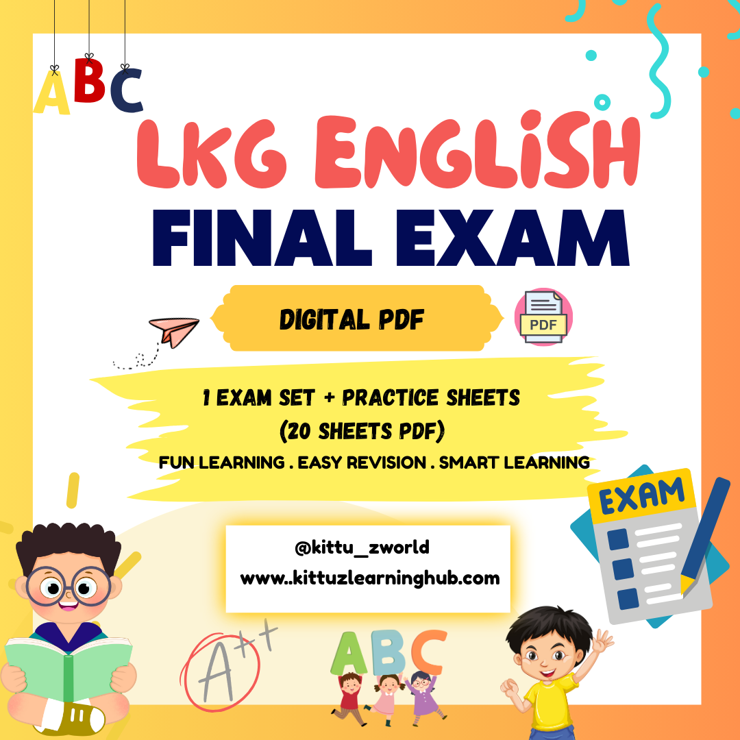 LKG English Final Exam Worksheets + Practice Pack (20 Sheets PDF)