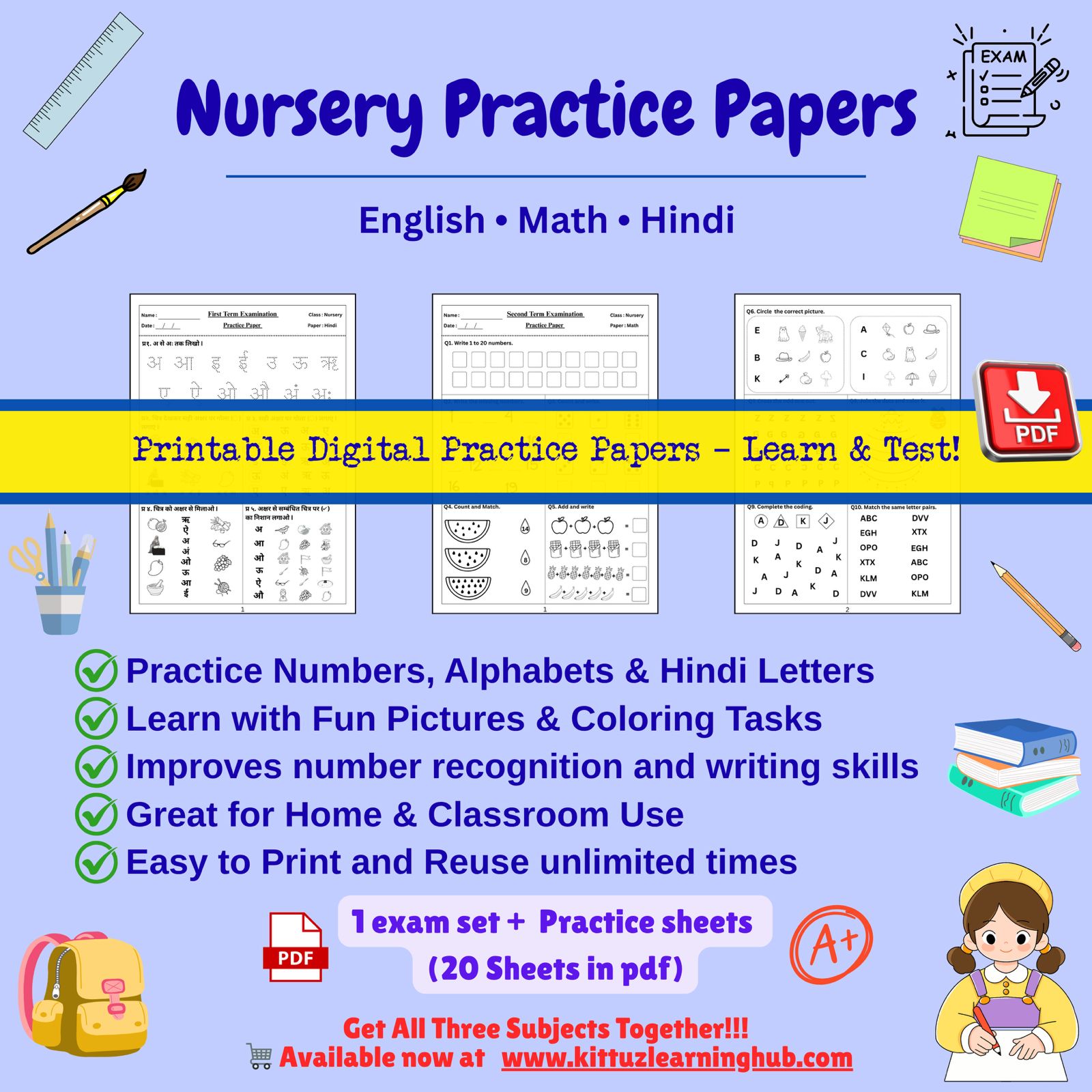Nursery Maths Half Yearly Exam Digital PDF - Image 2