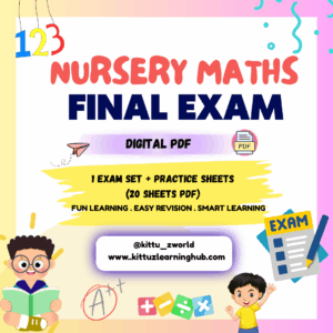 Nursery Maths Final Exam Worksheets – Digital PDF (20 Sheets)