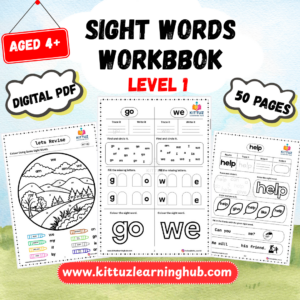 Sight Words & Sentences Workbook – Level 1 (55 Sight Words | PDF Worksheets)