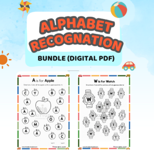 A to Z Alphabet Recognition Worksheets Bundle (26 Pages)