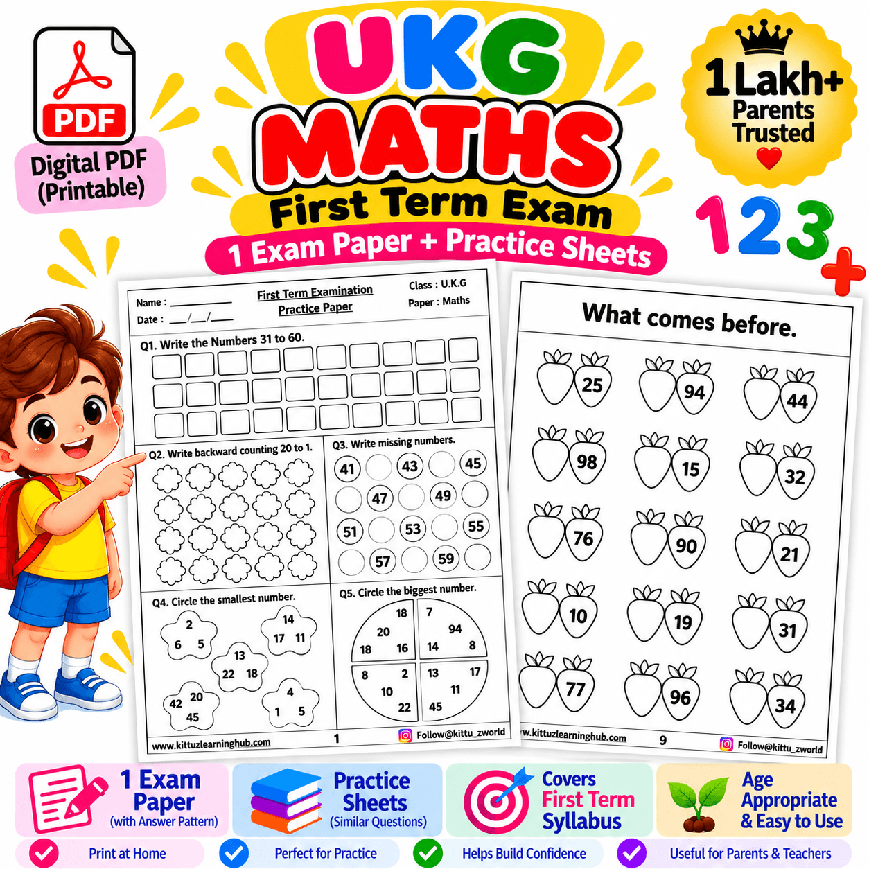 UKG Maths First Term Exam Pdf