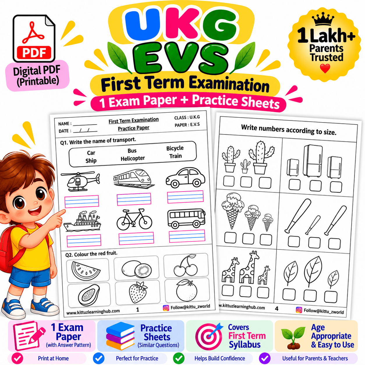 UKG EVS First Term Exam Pdf
