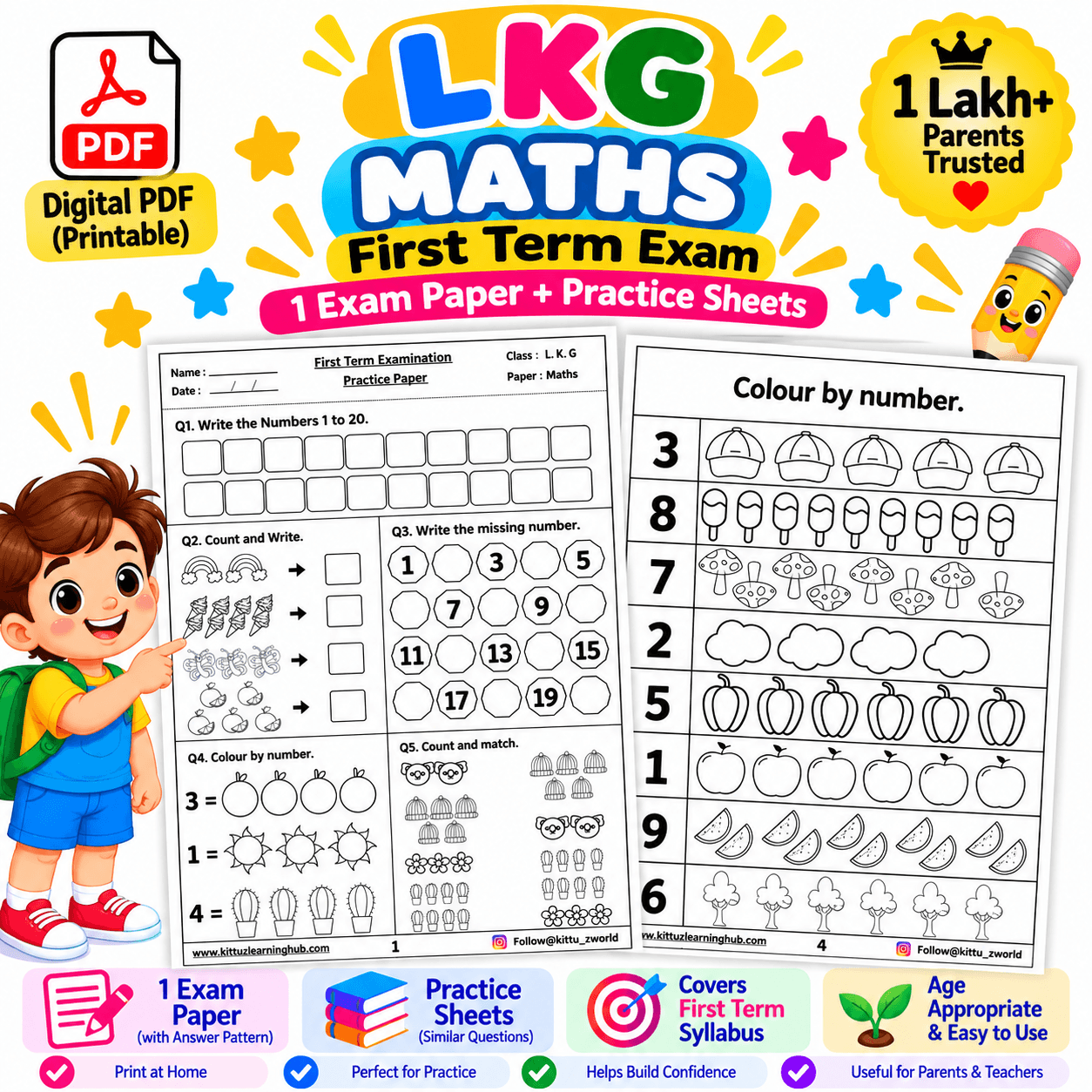 LKG Maths First Term Exam PDF