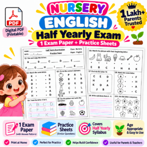 Nursery English Half Yearly Exam Digital PDF
